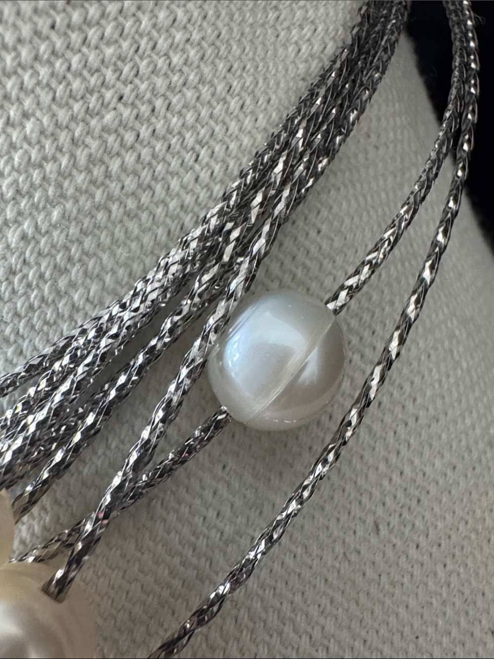 Honora Pearl Floating Multi-Strand Stainless Steel Cable Necklace - Picture 4 of 8
